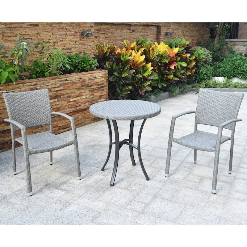 Barcelona 3-Piece Resin Aluminum Bistro Set - Grey