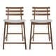 preview thumbnail 11 of 17, Set of 2 Counter Stools Open Back Medium Dark Wood Cushion Tall Chairs For Restaurant Bar Home Grey
