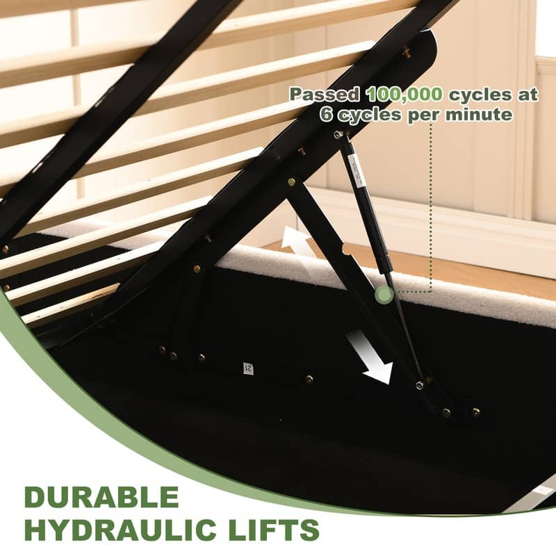 Modern Upholstered Lift-Up Storage Platform Bed with Headboard