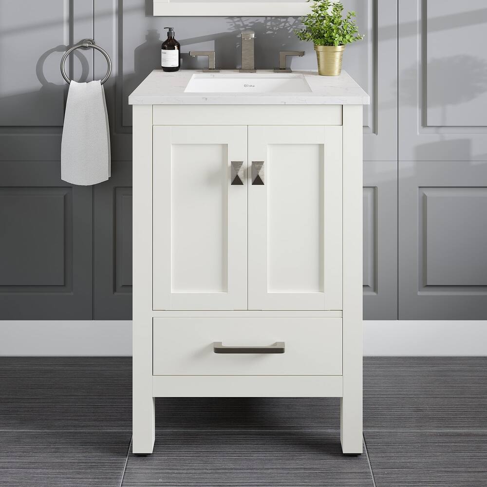Eviva Aberdeen 24"W Bath Vanity with Carrara Quartz Top