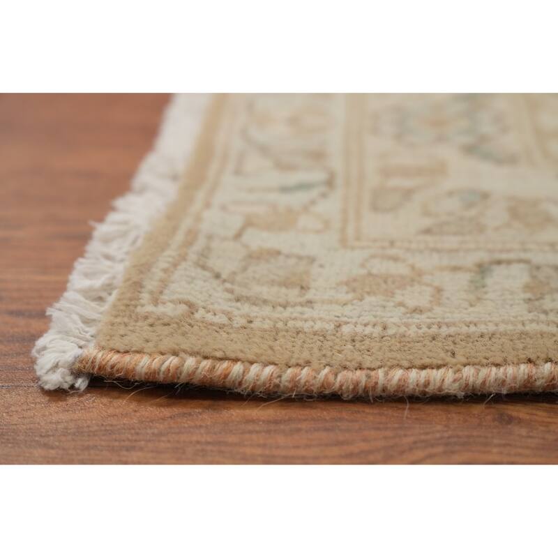 Hand Knotted Oriental 100% Wool Carpet Traditional Floral Beige & Ivories Kerman Area Rug - 12' 10'' X 9' 7''