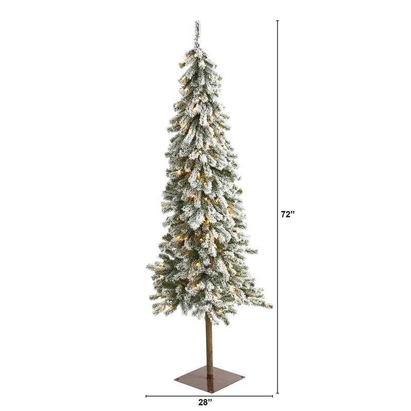 6ft. Flocked Alpine Artificial Christmas Tree with 200 Lights & 580 Branches - Elegant Winter Holiday X-Mas Glow