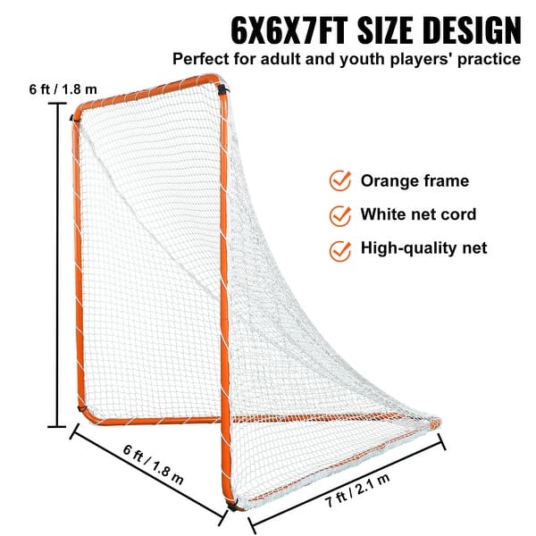 dimension image slide 1 of 2, VEVOR Lacrosse Goal, Steel Frame Backyard Lacrosse Training Equipment,Portable Lacrosse Goal with Carry Bag