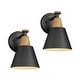 preview thumbnail 15 of 35, Modern Bathroom Vanity Light, Hammered Metal Shade 2 Pack - Black-1Light