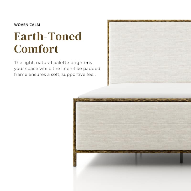 247 Shop At Home Lalia Modern 3-Piece Upholstered Hammered Metal Panel Bedroom Set with 2 Nightstands