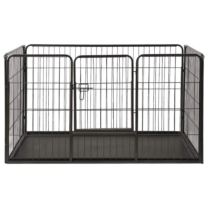 vidaXL Puppy Playpen Exercise Folding Enclosure Pet Kennel Cage Steel Black