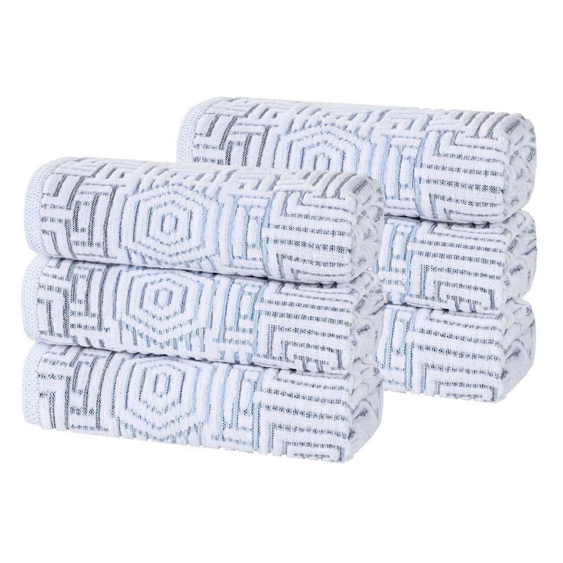 Superior Jasper Cotton Modern Geometric Jacquard Hand Towel Set of 6