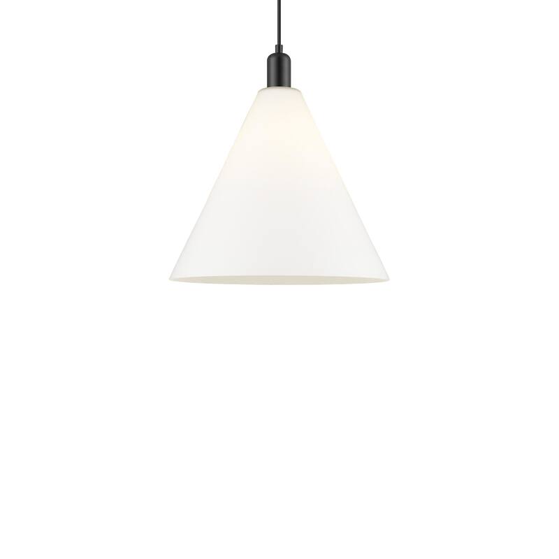 Innovations Lighting 716-1P-18-16 Berkshire Glass Pendant Berkshire - Matte Black / Matte White