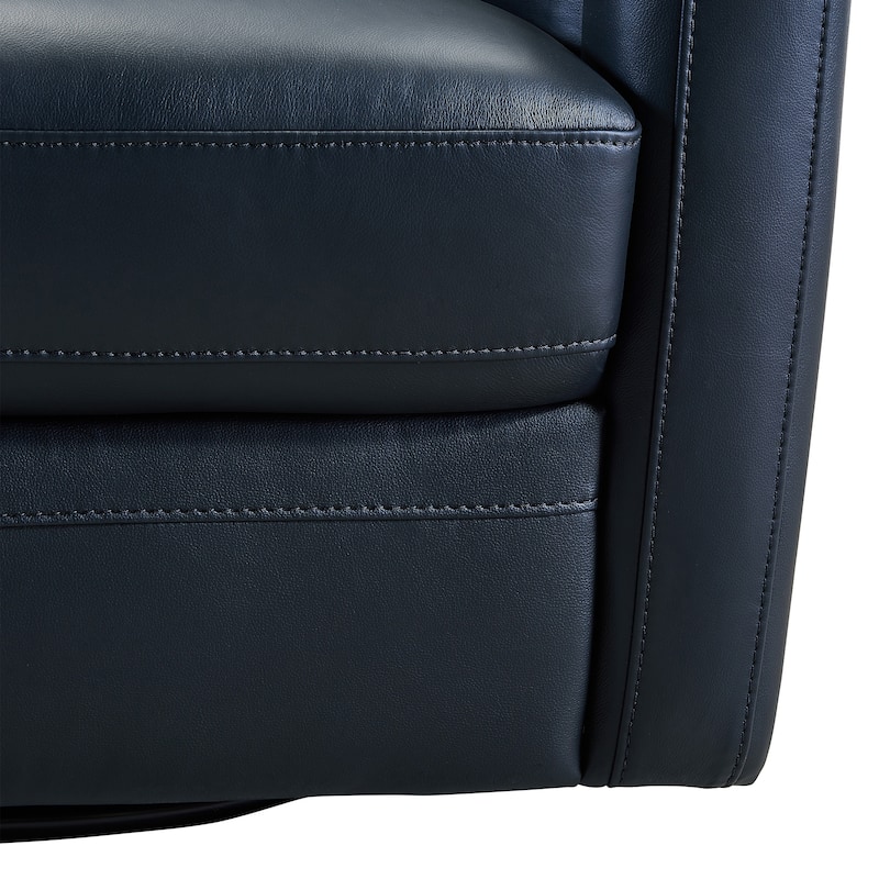 Desi Leather Swivel Barrel Arm Chair for Living Room