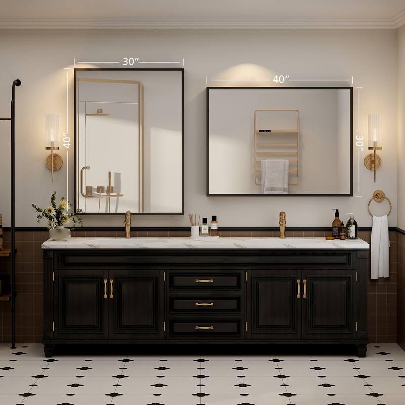 Tempered Glass and Metal Framed French Cleat Mounted Wall Bathroom / Vanity Mirror