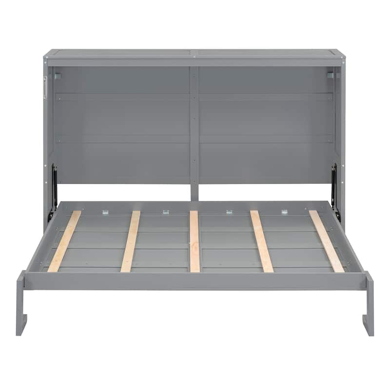 Roomfitters Full/Queen Size Murphy Bed Wall Bed with Space-Saving Fold Down Design, Modern Platform Bed Frame