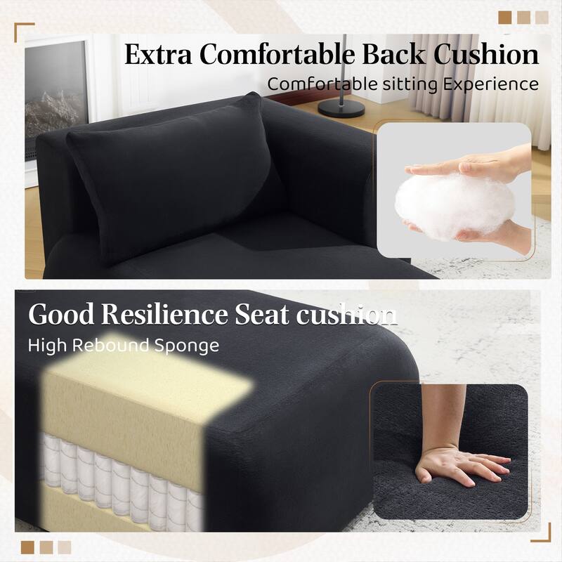 Bezseller Modern Chaise Lounge - Upholstered Sofa with Pillows for Bedroom & Living Room