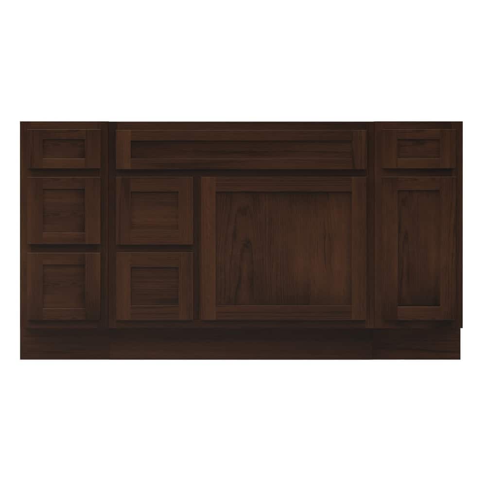 Vanity Art 60" Oak Freestanding Bathroom Vanity Cabinet without Top