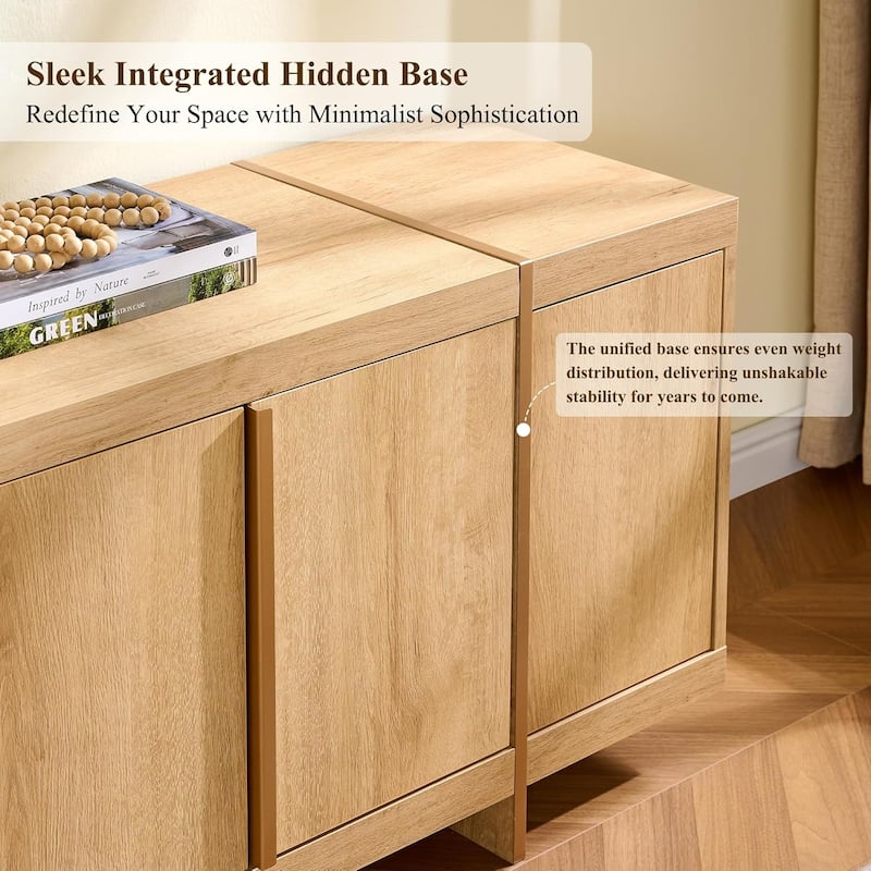 Modern 70" TV Stand, Entertainment Center, Handle-Free Hidden Design