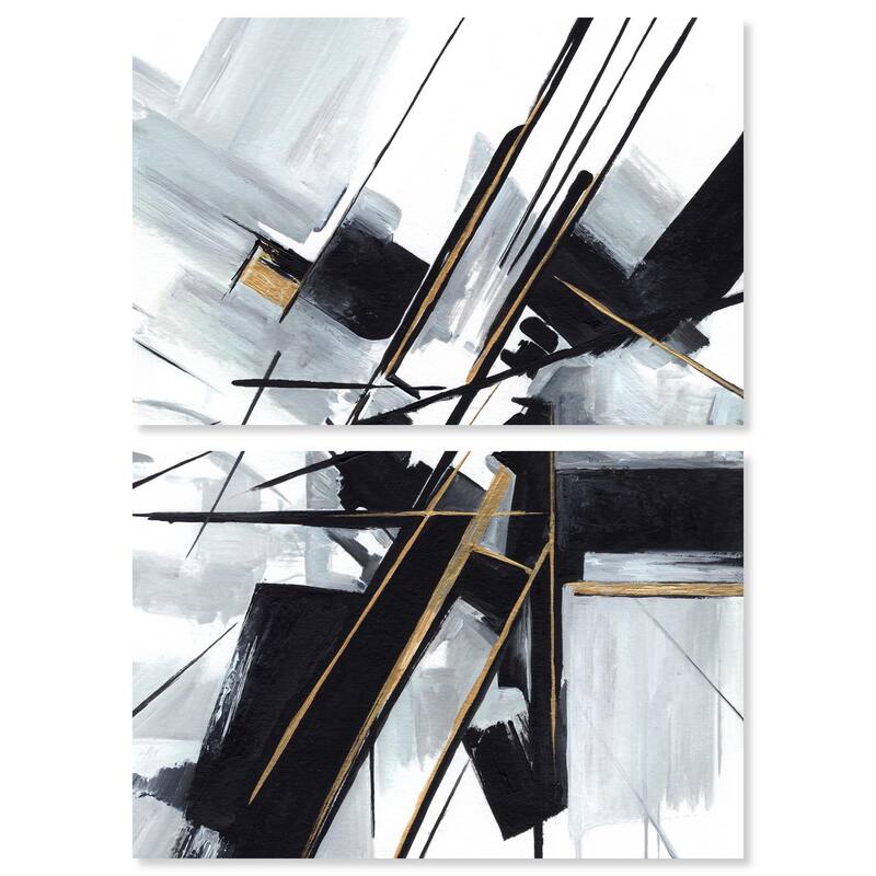 Interlocking Black Canvas Set of 2 by Art Remedy, Gallery Wrapped - 15" x 10"