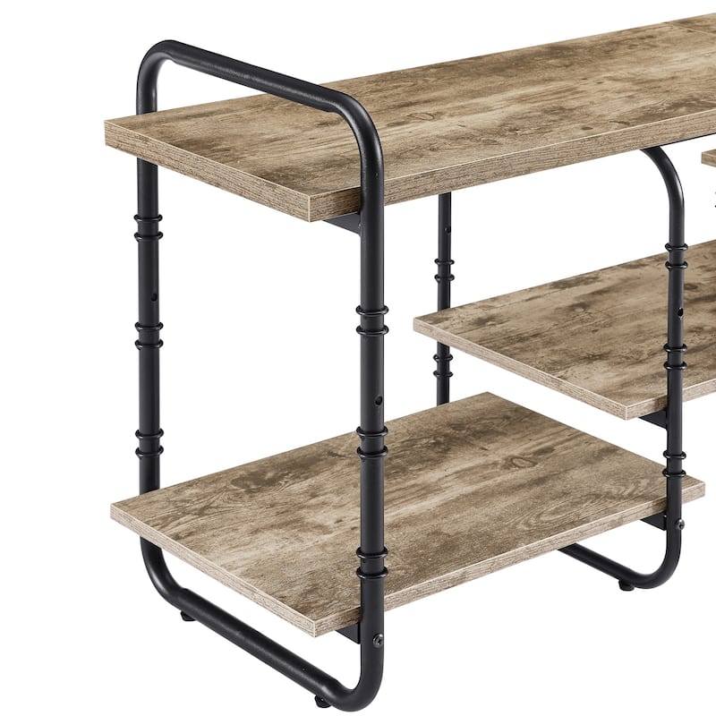 VECELO 55/63/71 Inch Industrial TV Stand with Open Storage for TV up to 71 inch Entertainment Center TV Console Table