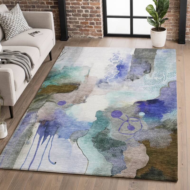 Premium Washable Super Soft Abstract Contemporary Mayfield Rug - Brown - 9' x 12'