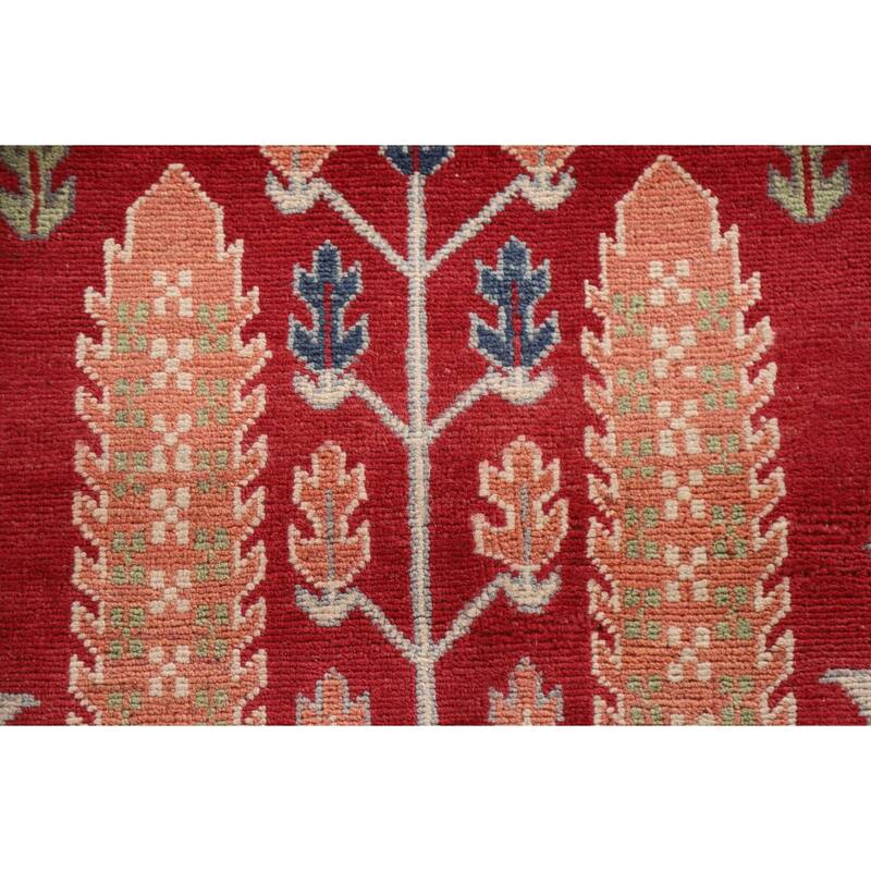Hand Knotted Oriental 100% Wool Carpet Traditional Geometric Red Kazak Area Rug - 10' 0'' X 6' 4''