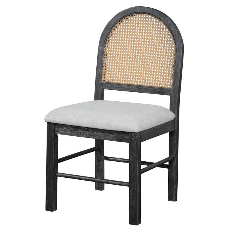 5-Piece Round Dining Table Set for 4, Retro Kitchen Table and Chairs Set of 4 with Designed Base