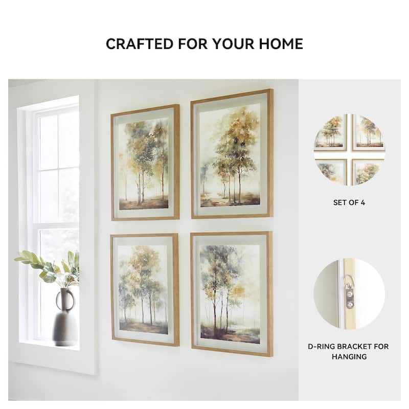 Signature Design by Ashley Bryneford Green/White Wall Art (Set of 4)