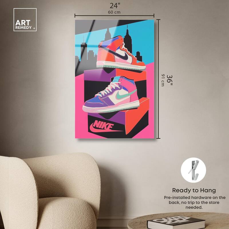 City Pop Sneakers Acrylic by Art Remedy, Ready to Hang