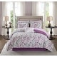preview thumbnail 1 of 8, Madison Park Essentials Lafael Purple Printed Complete Comforter Set with Cotton Bed Sheets Full