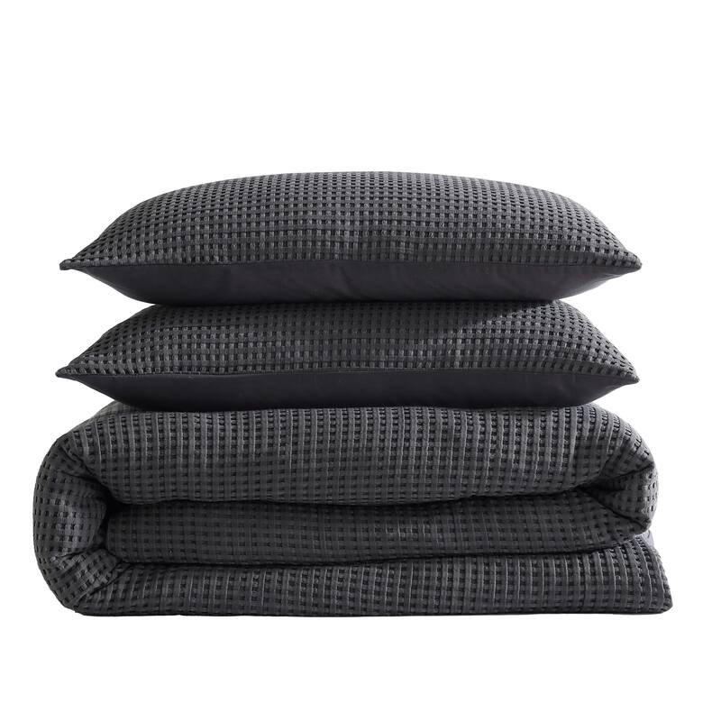 Kenneth Cole Solid Waffle Duvet Cover Set