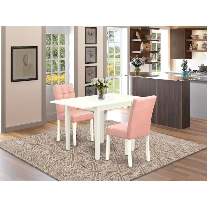 East West Furniture Dining Room Set Contains a Rectangle Kitchen Table and Chairs, Linen White (Pieces Options) - NDAS3-LWH-42