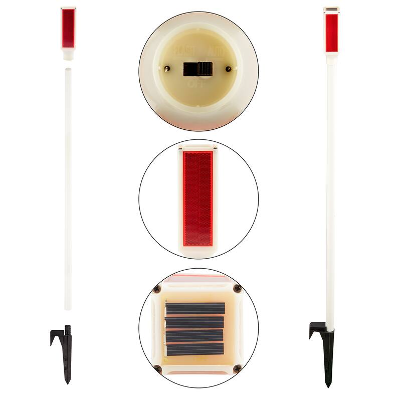 Alpine Corporation 43" Tall Outdoor Solar Powered Driveway Markers with Red LED Lights (Set of 2)