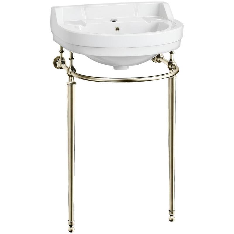 Whitehaus WHV022-L32-1H 21-5/8" Specialty Vitreous China Console - White / Polished Nickel