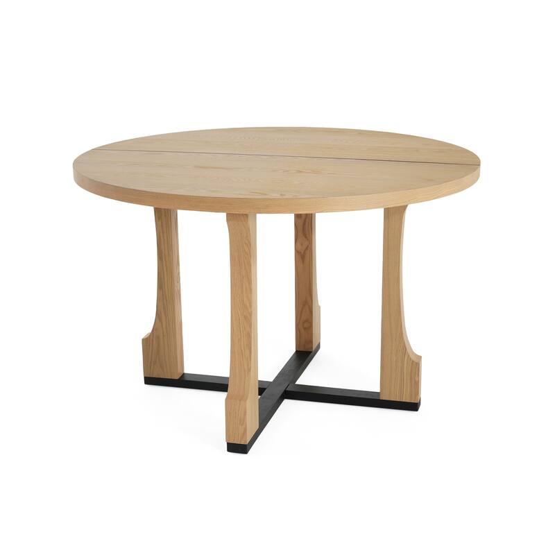 Roomfitters 48" Round Dining Table with Solid Wood Top and Sturdy Cross Base, Modern Kitchen and Dining Room Table