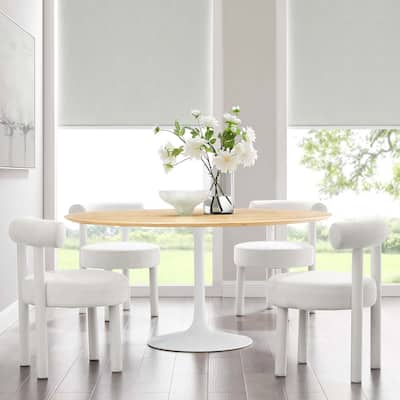 Lippa 60" Round Wood Grain Dining Table - Oak