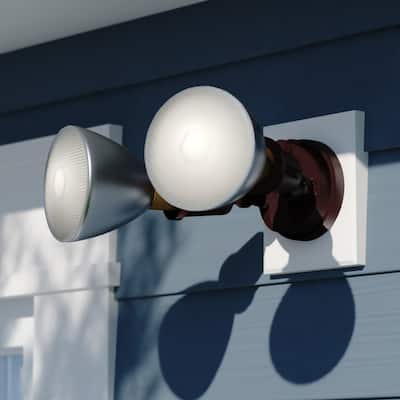 2 Light Outdoor Security Flood Light with Adjustable Heads - Switch Controlled