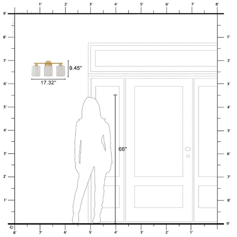 Modern Gold Vanity Light with Double Cylinder Shades Bathroom