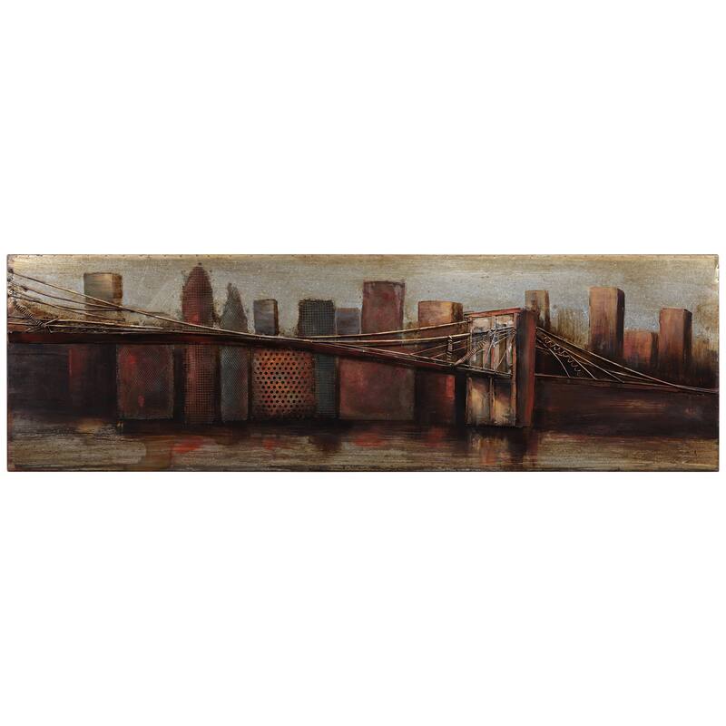 "Bridge" Mixed Media Iron Hand Painted Dimensional Wall Art Sculpture