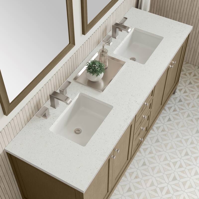 Chicago 72" Double Vanity, Walnut Whisper - Lime Delight