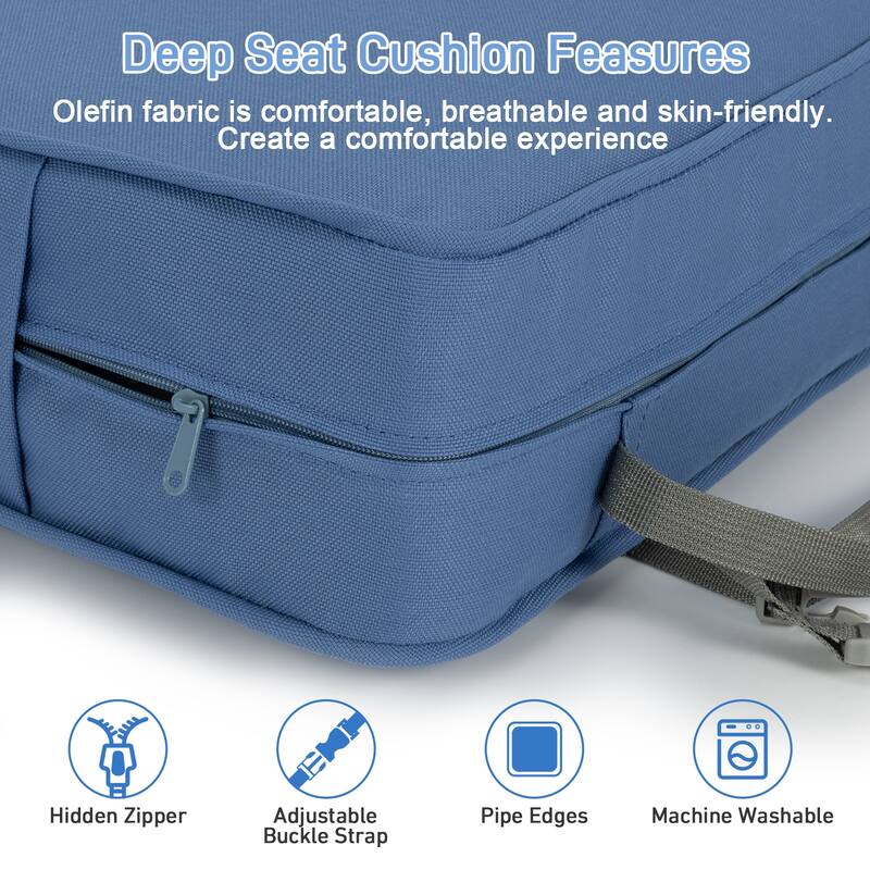 Aoodor Outdoor Deep Seat Chair Cushion Set (Set of 2 Seats, 2 Backs, 2 Pillows)