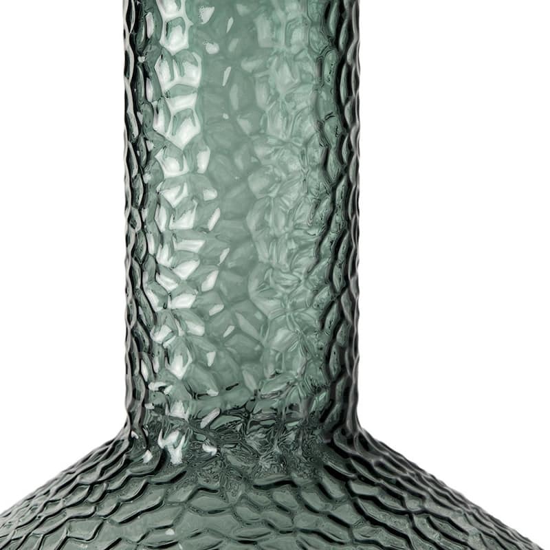 12" Green Faceted Glass Table Vase - 9.84