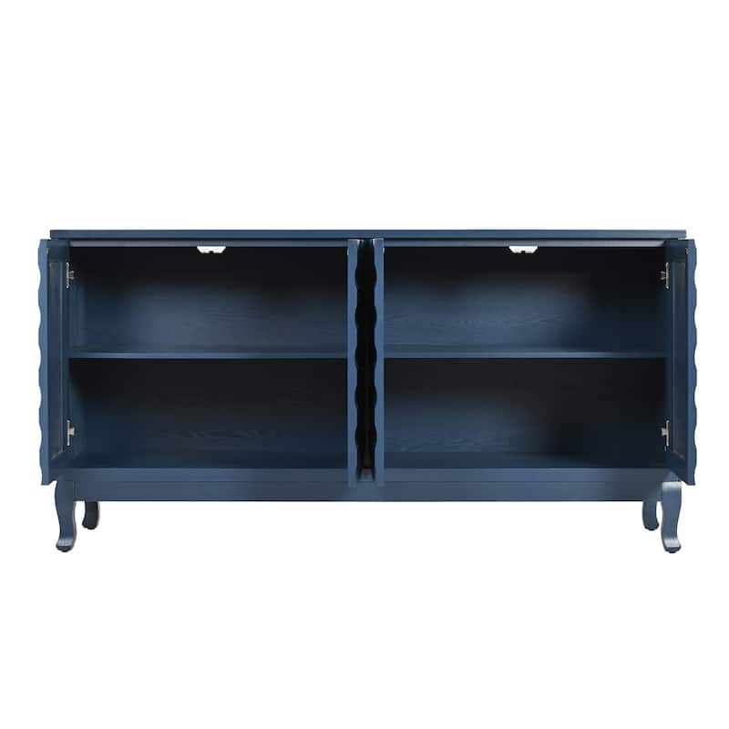 Elegant Sideboard Featuring Sophisticated Wavy Pattern Doors,Adjustable,Suitable for Study, Entryway and Living Room