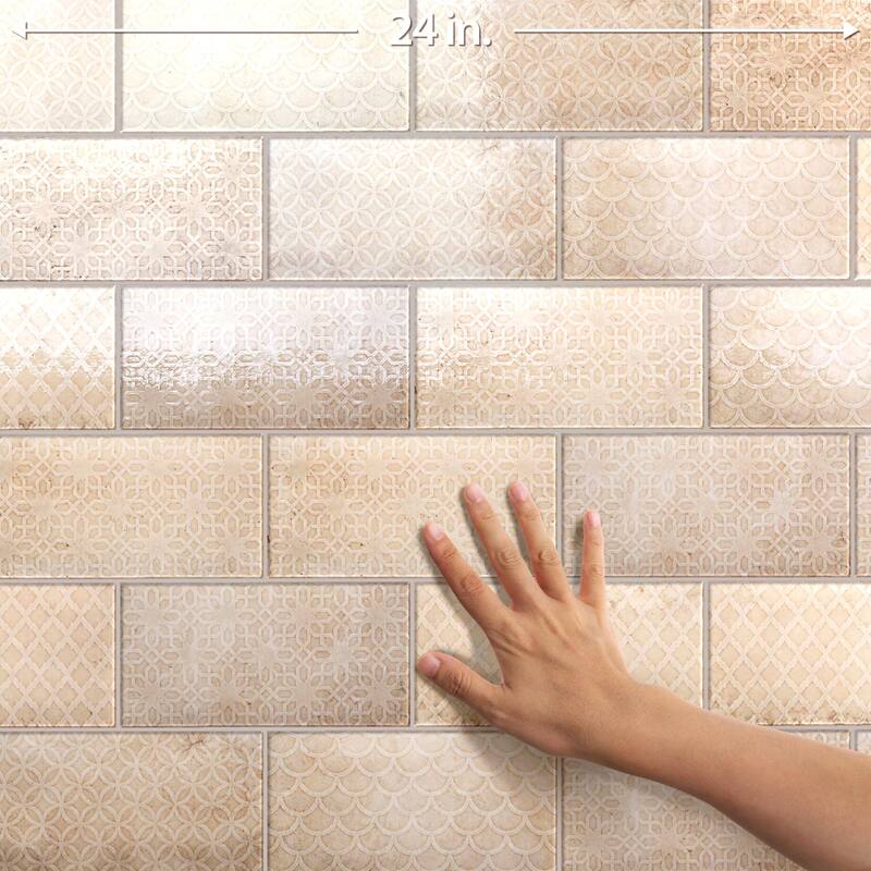 Merola Tile Camden Decor Bone 4" x 8" Ceramic Wall Tile