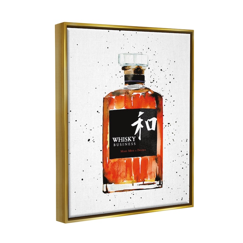 Stupell Whisky Business Quote Japanese Liquor Bottle Floater Frame - White