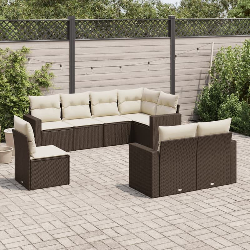 vidaXL Garden Sofa Set Brown - 24.4 x 25.8 x 27.2