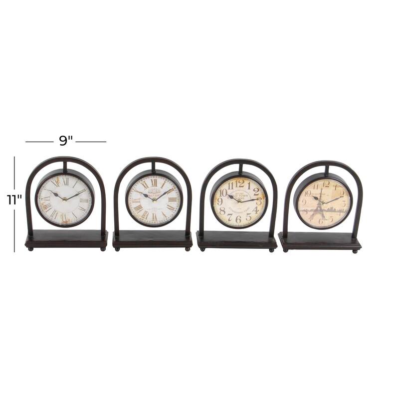 Black Metal Pendulum Stand Clock (Set of 4)