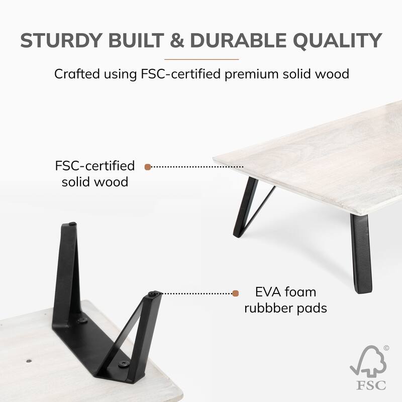 Jani Wood Monitor Stand Riser Desk - Ergonomic Design Stand, Desktop Organizer Table for Home, Office Workspace, Gaming Desk