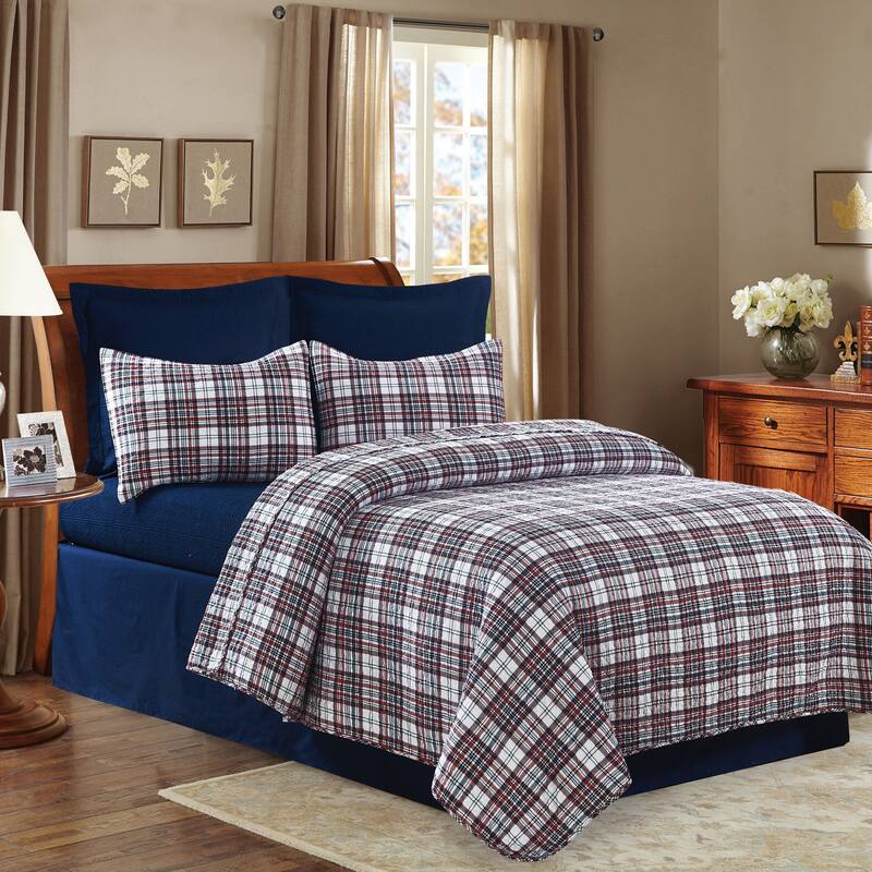 Benjamin Cotton Quilt Set - Reversible and Machine Washable - 3 Piece - King