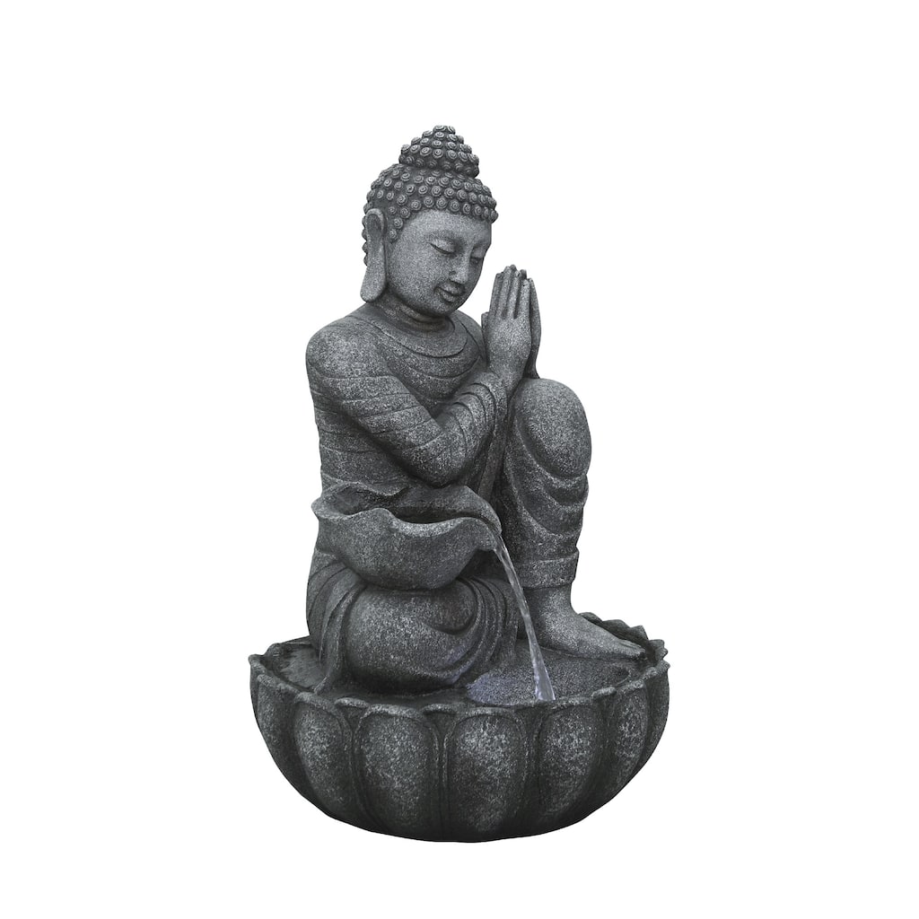 32.25" LED Lighted Sitting Buddha Outdoor Water Garden Fountain