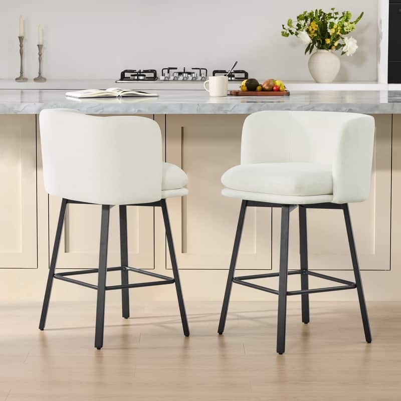 Spruce & Spring Modern Swivel Counter Bar Stool Set with Barrel Back&Double-layer Cushion