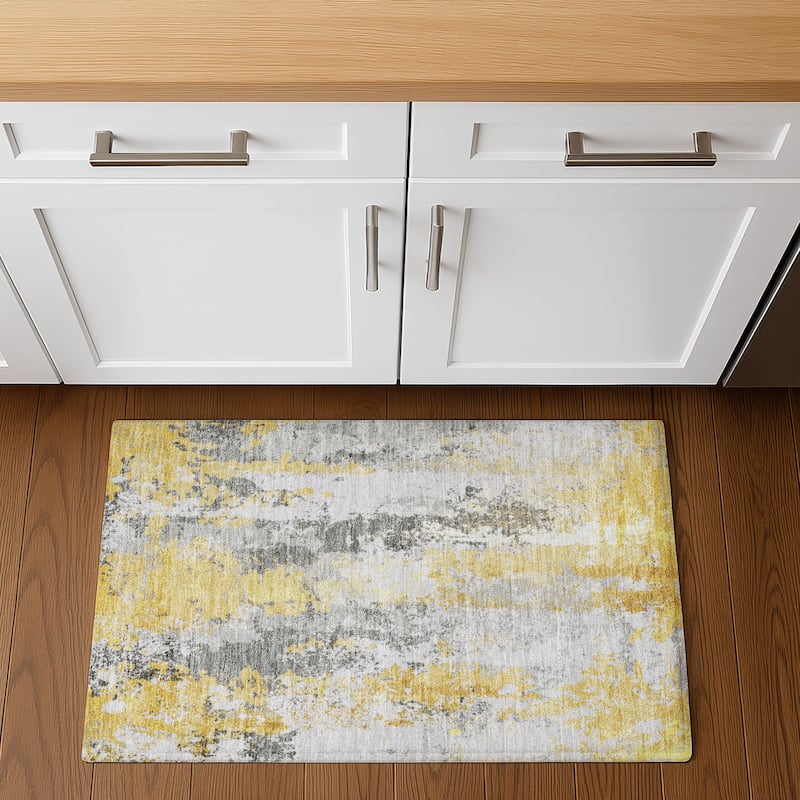 Premium Washable Super Soft Contemporary Mayfield Rug - Yellow - 1'8" x 2'6"