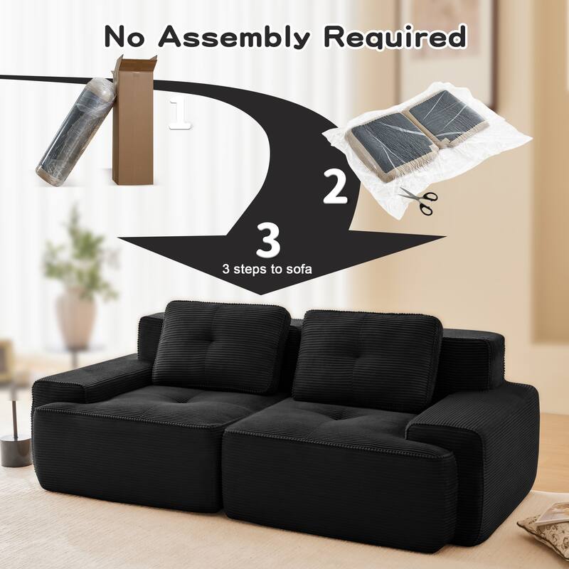 82" Modern Modular Sectional Sofa for Living Room, Corduroy Fabric, 2-Seater Couch with Deep Seat