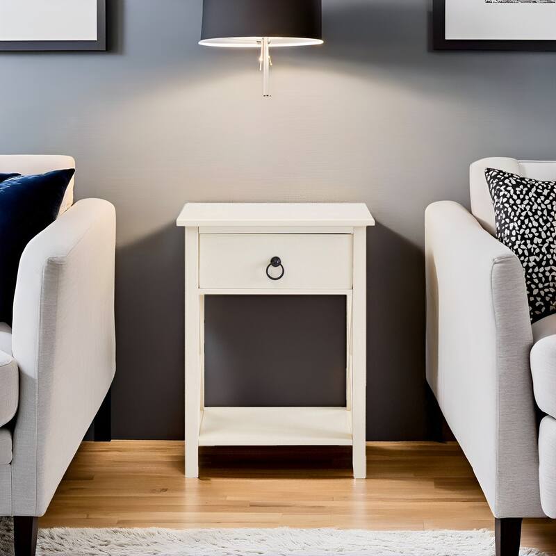 Space-Saving Wooden Side Table with Storage Drawer and Spacious Compartment